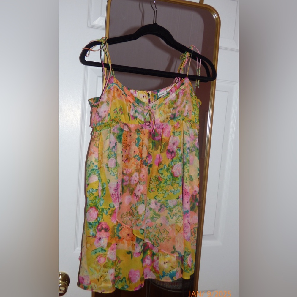 FOR LOVE AND LEMONS FLORAL CHIFFON MINI DRESS